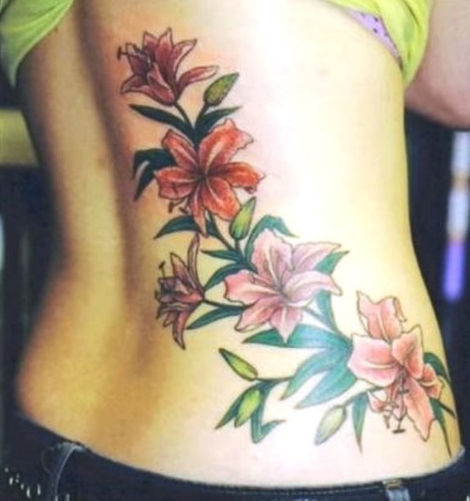 08 Lily Back Tattoo Designs