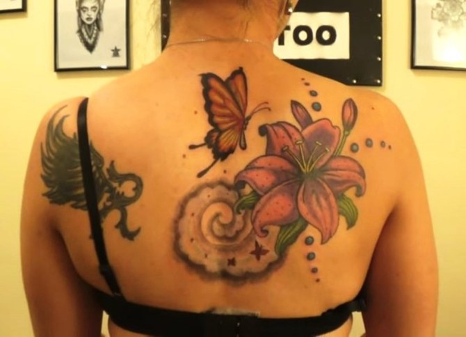 09 Lily Butterfly Tattoo Designs