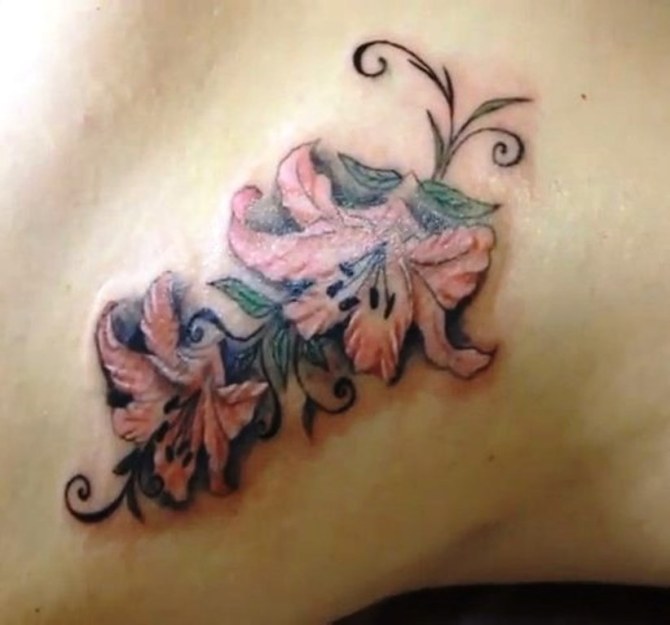 24 Pink Lily Tattoo